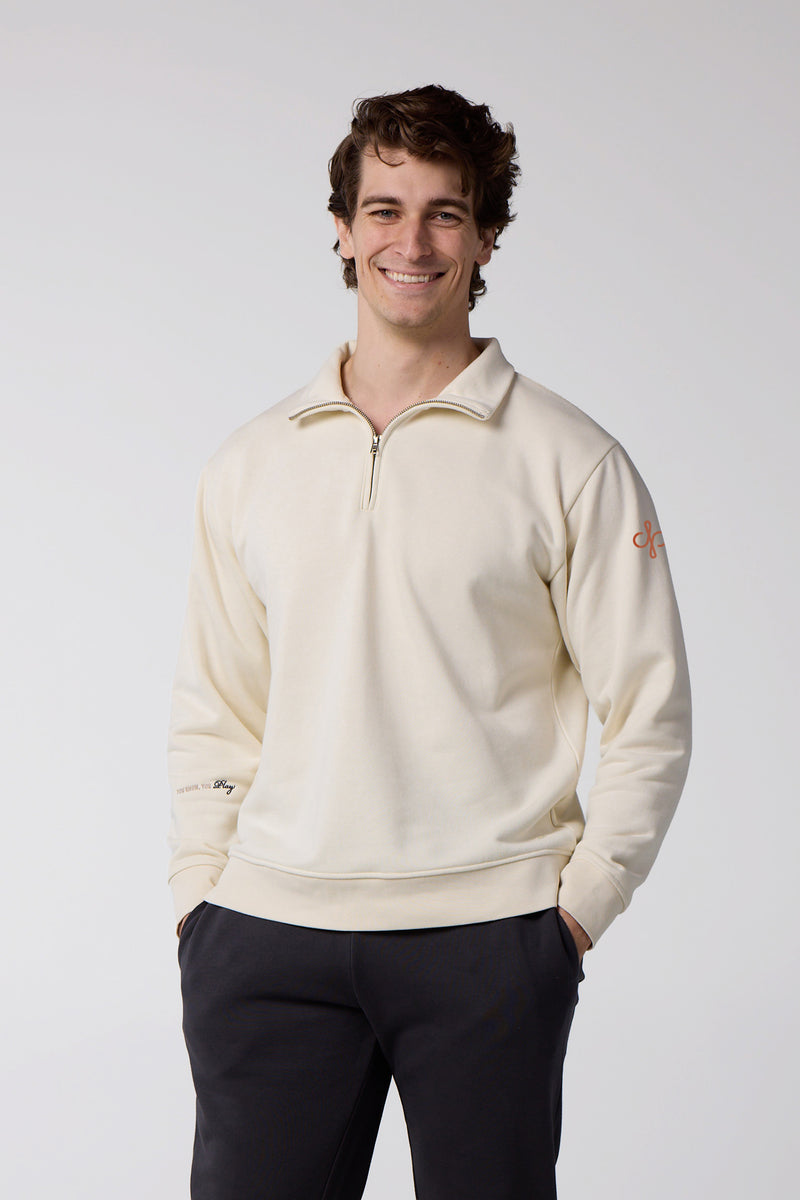 Men's Clima Padel Active Lifestyle You Know You Play™ Quarter Zip Sweatshirt — ivory — 2