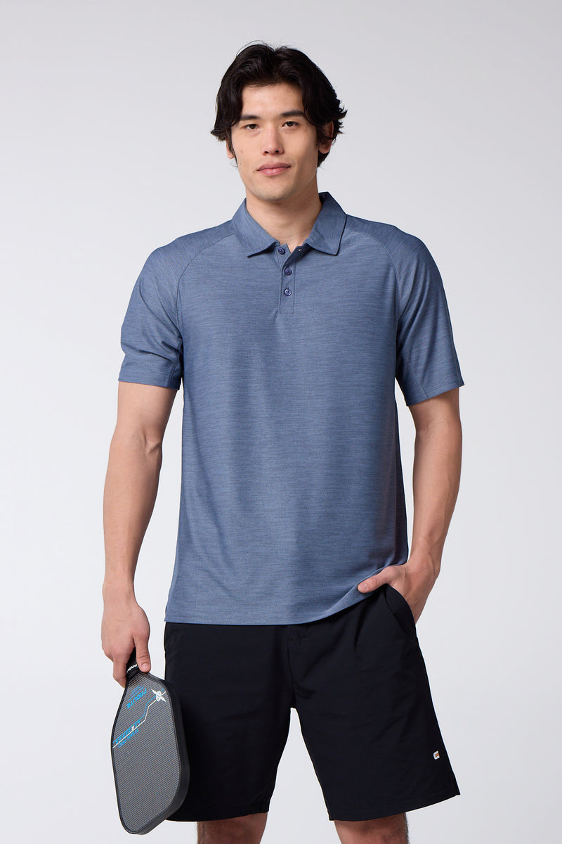 Men's Cross-Sport Tech Pique Polo Stone Blue Heather / XL