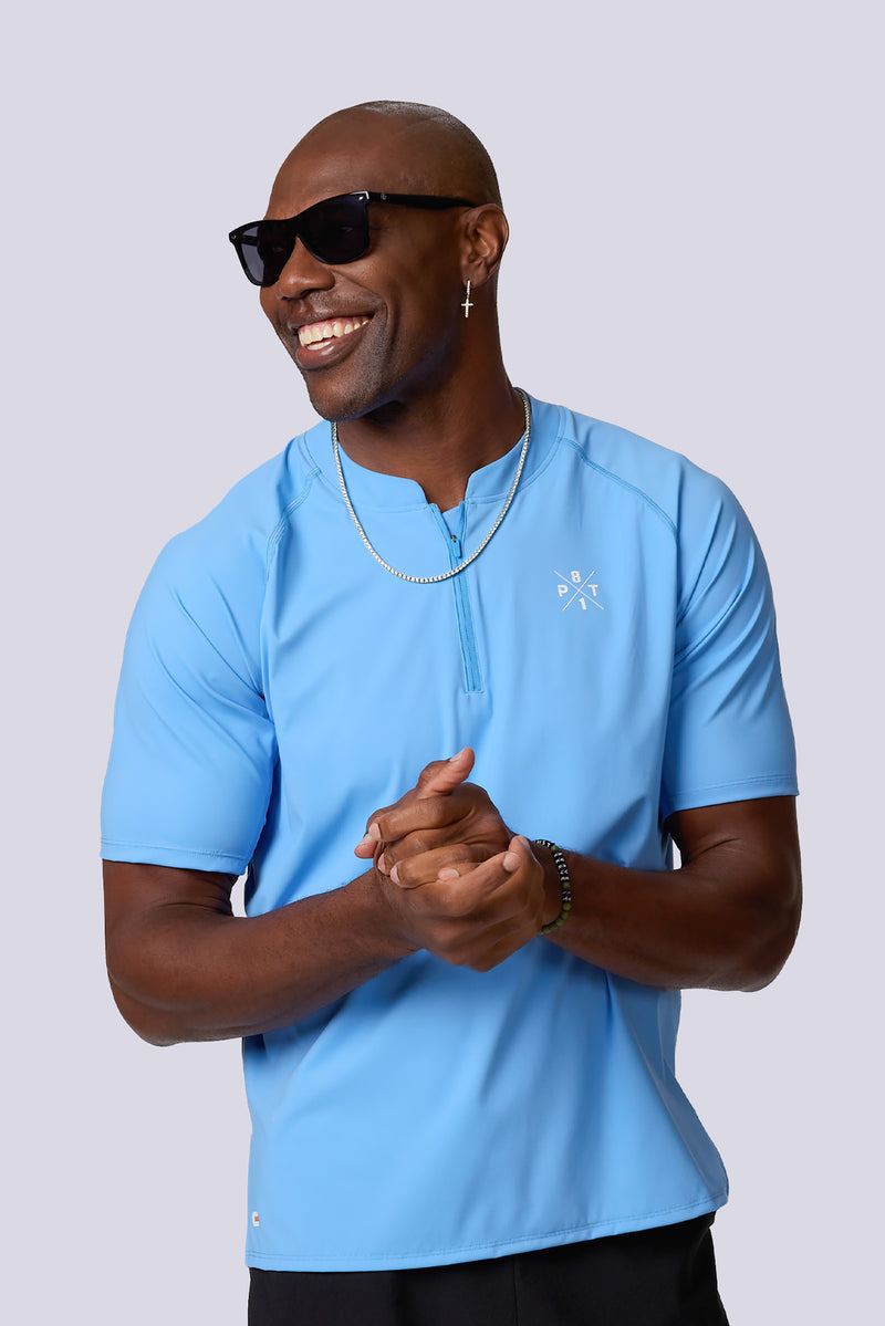 TO Performance Quarter Zip Henley — brittany blue — 2